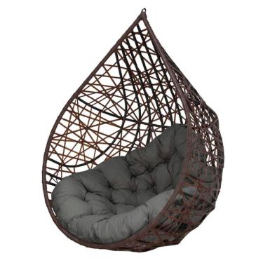 Imagem de Cadeira Balanço Ninho Suspenso Gota Tramado c- Almofada Impermeável Acesse Móveis Tabaco-cinza