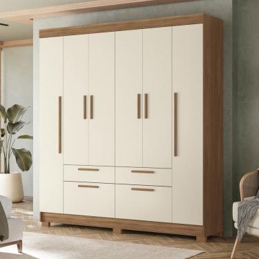 Imagem de Guarda-roupa 6 Portas 4 Gavetas Mdp Guarapuava Jatobá/Areia