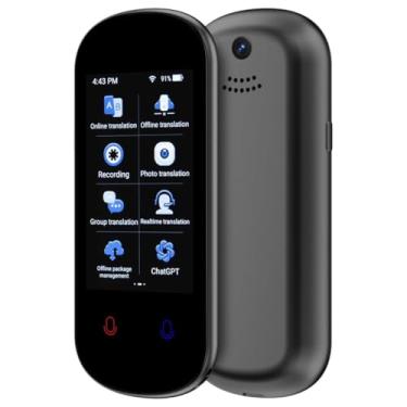 Imagem de Tradutor Instantâneo Portátil, 109 Idiomas, Tradução Bidirecional em Tempo Real, Wi-Fi, com Câmera e Áudio, Preto