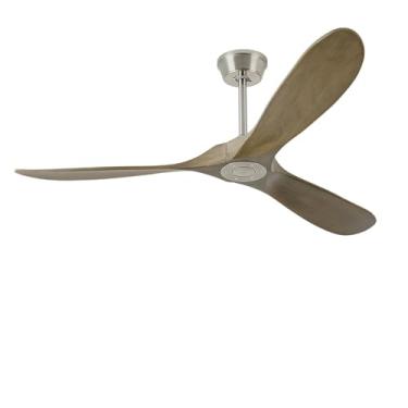 Imagem de Chriari Ventilador De Teto Com Controle Remoto E De Parede, Ventilador De Teto De Madeira De 60 Polegadas Com 3 Pás De Nogueira, 6 Velocidades, 3 Temporizadores Inteligentes, Motor Cc Reversível, V