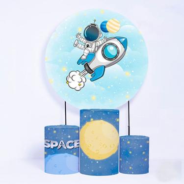 Imagem de Kit Painel de Festa Redondo e Trio de Cilindros Astronauta - Fera Print