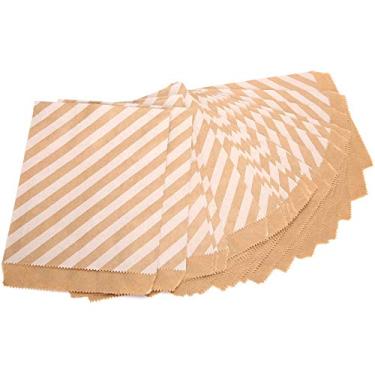 Imagem de Sacos de Papel, Sacos de Papel Marrom Paper Kraft Smith Paper Sacos Com 25pcs para Lanches de Biscoitos de Casta (Listras inclinadas)