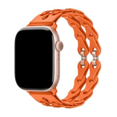 Imagem de Pulseira Silicone Maleável Conclave Compatível com Apple Watch (Laranja, 44/45/46/49mm)