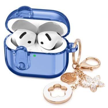 Imagem de (com trava de segurança) VISOOM 2025 capas transparentes para Airpods iPods 4 capa feminina, capa brilhante para Airpod iPod 4 Soft 4ª geração Air Pods iPods capas com chaveiro para fones de ouvido
