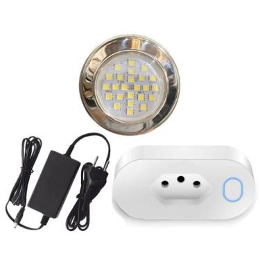 Imagem de Kit 1 Power Led 5w Inox 316 Branco + Fonte + Tomada Wifi - Brustec