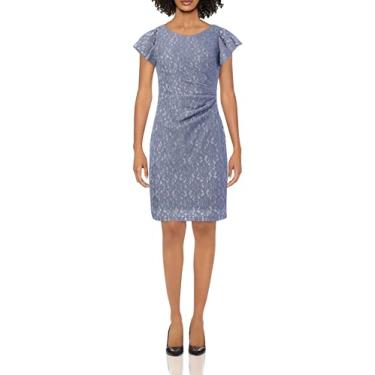 Imagem de Jessica Howard Vestido feminino em camadas com manga borboleta e bainha lateral, Jeans, 6