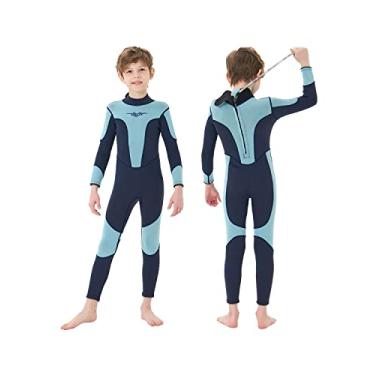 Imagem de Seaskin Roupa de banho térmica infantil para meninos e meninas, 3 mm, zíper nas costas, tamanho 8