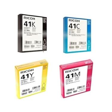 Imagem de Ricoh 405761,62,63,64 Conjunto de cartuchos (C,K,M,Y) para GC 41, Ricoh Aficio SG 3100SNw em embalagem de varejo