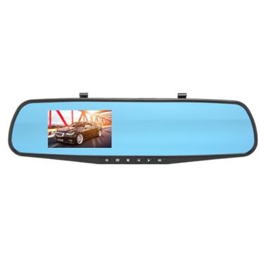 Imagem de Câmera de backup espelhada, câmera de painel frontal 1080p, espelho retrovisor com tela de 3,5 polegadas, gravação em loop, detecção de movimento, para dirigir estacionamento