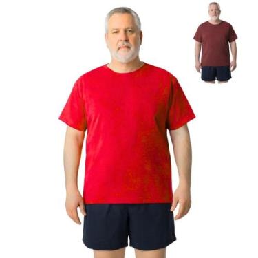 Imagem de Kit 2 Camisas Masculina Manga Curta Plus Size Malha Fria - Genérica, V