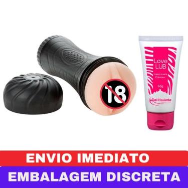Imagem de Masturbador Masculino Lanterna Texturizado + Lubrificante LoveLub - BU