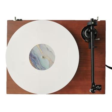 Imagem de Menesia Tapete de acrílico para toca-discos - tapete de vinil para acessórios de toca-discos, tapete deslizante de acrílico mármore vinil