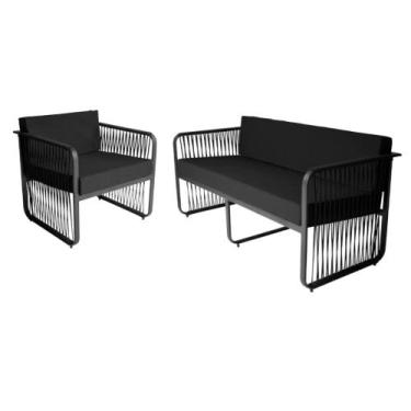 Imagem de Conjunto 1 Poltrona e 1 Namoradeira Santiago em Alumínio e Corda Náuti