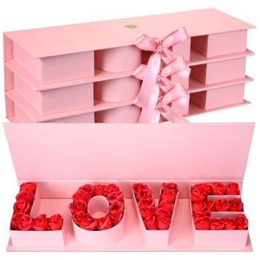 Imagem de Affdiaree Caixa de presente de papel preenchível de papelão em forma de carta de amor para Dia das Mães, 60 x 21 x 7 cm, caixa de flores vazia com tampas, embalagem de chocolate para o dia dos