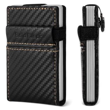 Imagem de Bold Bison Carteira com porta-cartões com bloqueio RFID para homens, fina e minimalista com sistema de cartão de acesso rápido à gaveta, comporta mais de 10 cartões e dinheiro (café escuro, café