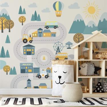 Imagem de Papel de Parede Quarto Menino Trânsito na Cidade Painel 6m²