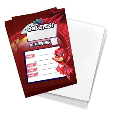 Imagem de Desert Cactus PJ Masks Convites Meninos Meninas Crianças Festa Convites Cartões 10 Contagem Com Envelopes Feliz Aniversário (Estilo E)