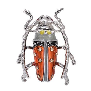 Imagem de OBONNIE Broche de lapela com strass dourado antigo cristal escaravelho besouro besouro inseto, Metal, Banhado a ouro