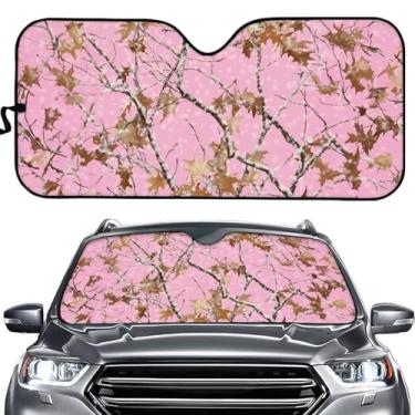 Imagem de ZFRXIGN Folha de ramo de camuflagem para pára-brisa dianteiro de carro sombra de sol interior automotivo pára-brisa pára-brisas blocos raios UV aquecedores acessórios decoração rosa