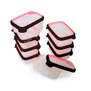 Imagem de Kit 8 Potes Vasilhas 500ml Marmita Congelada Fitness Reutilizável Free