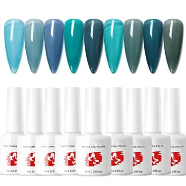 Imagem de Major Dijit Conjunto De Esmaltes Em Gel Gelatinoso Com 9 Cores, Azul Marinho, Ciano, Cristal Translúcido Profundo, Kit Imersão Uv Led Para Salão Arte, Faça Você Mesmo E Casa