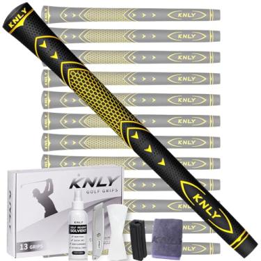 Imagem de KNLY Conjunto De 13 Grips Golfe - Tacos Borracha Alta Tração E Feedback Com Desempenho Antiderrapante Para Todas As Condições Climáticas, Kits Reparo Fitas Escolher. (Kit Preto Amarelo Profissional