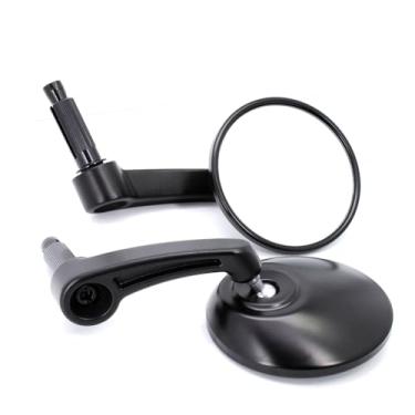 Imagem de Universal 7/20.3 cm 22 mm Preto Diâmetro 9,5 cm Alumínio Motocicleta Handle Bar End Espelhos retrovisores laterais redondos compatíveis com a maioria das bicicletas de rua de 22 mm (Preto)