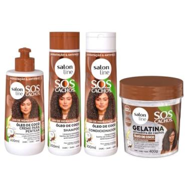 Imagem de Kit Óleo de Coco com Shampoo, Condicionador, Creme de Pentear e Gelatina Salon Line