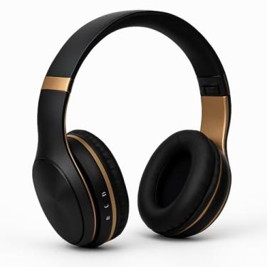 Imagem de Fone de Ouvido Sem Fio Headphone Bluetooth Estéreo Preto Com Dourado