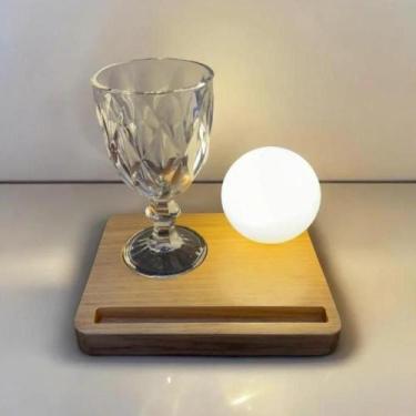 Imagem de Luminária de Mesa Porta Copos Maceió Madeira Natural - CASA H, Bivolt