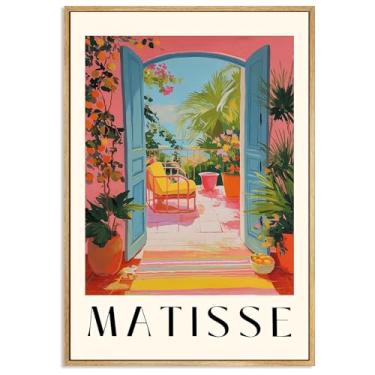 Imagem de Arte de parede colorida Henri Matisse rosa impressão estética Matisse tela janela aberta arte de parede abstrato clássico exposição pôster tropical botânico floral colorido pôster estético 40 x 61 cm