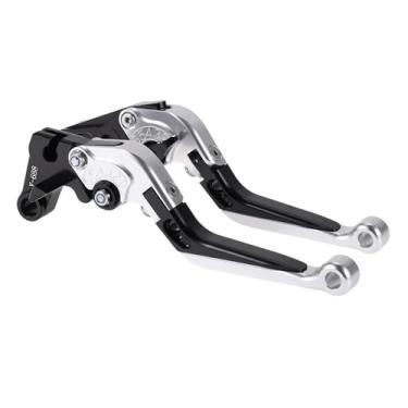 Imagem de A ABSOPRO Alavancas de embreagem de freio longas curtas para Yamaha YZF R1 99-01 Alavanca de freio ajustável do guidão da motocicleta Liga de alumínio Cabeça prateada Cabo preto
