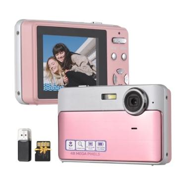 Imagem de Câmera digital 1080p Digital 48MP Câmera de vídeo para crianças de 2,4 polegadas Foco automático 16x Zoom construído na bateria 32 GB TF CARD CARD (Rosa)