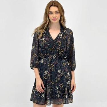 Imagem de Vestido Doce Trama Curto Estampado Manga 3/4 Feminino-Feminino