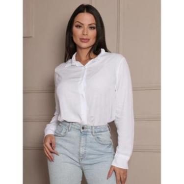 Imagem de Camisa Social Feminina Sem Bolso Manga Longa Viscose Moda Elegante-Feminino