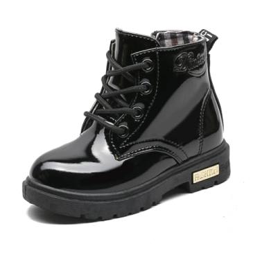 Imagem de Maxu Fashion Botas de cano curto infantis masculinas de poliuretano impermeáveis, Preto, 8.5 Narrow Toddler