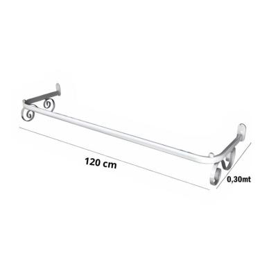 Imagem de Arara Fixa De Parede Tubo Oblongo Vintage 120 cm