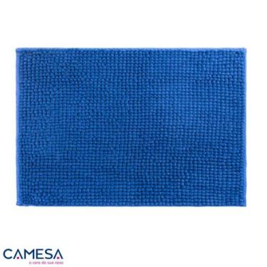 Imagem de Tapete Banheiro Bolinhas Popcorn Microfibra 60x40cm Azul - Camesa