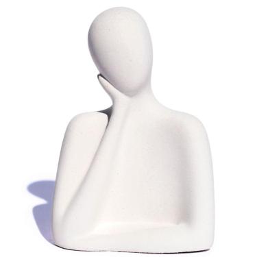 Imagem de Estátua Artesanal Família Pai 9 Cm Em Cimento Branco