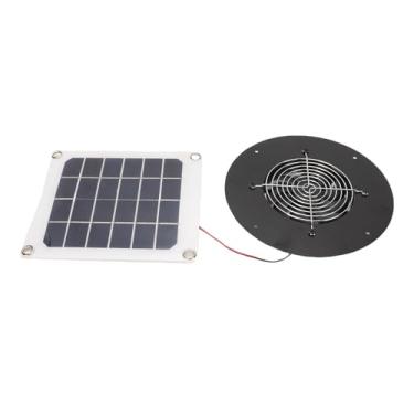 Imagem de Fockety Ventilador de Ventilação Solar, Ventilador de Exaustão de Energia Solar 10W Monocristalina Silício Painel Round Ventily Kit de para Estufas, Casas de Estimação,