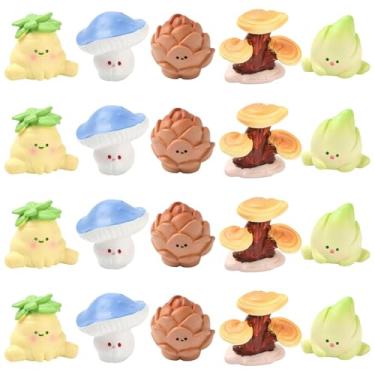 Imagem de Stiesy 20 peças, 5 estilos, plantas em miniatura, pingentes de geleca de resina, mini lindos desenhos animados, vasos de plantas, contas planas, ornamento de vegetação sem orifícios, para decoração de