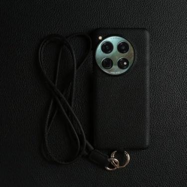 Imagem de Capa de couro de luxo para OnePlus 13 12 10Pro 11R 9Pro 10T 12R com alça transversal e cordão, preta, para OnePlus 11