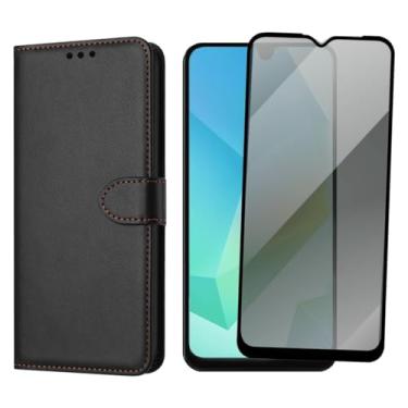 Imagem de Capa Carteira Para Galaxy A16 Capinha Flip Case + Película De Vidro 3D Privacidade Anti Spy