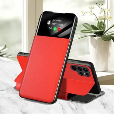 Imagem de Capa de couro flip para Samsung Galaxy S22 Ultra S21 S20 FE S10 Plus S9 S8 S7 Edge Note 20 10 9 8, vermelha, para Galaxy S10 Plus