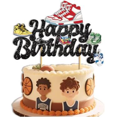 Imagem de Tênis Happy Birthday Cake Topper Tênis Decorações de Bolo Tênis Decorações de Festa Tênis Decorações de Festa de Aniversário