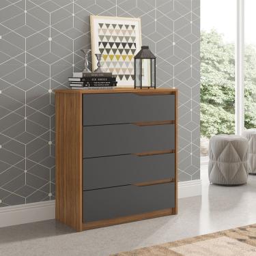 Imagem de Cômoda com 4 Gavetas Átria Amêndola Touch Grafito Demóbile