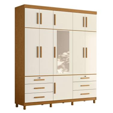 Imagem de Guarda Roupa Casal 201cm 11 Portas Thony A02 Off/Cinamomo - Mpozenato