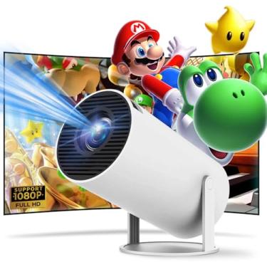 Imagem de HOLEPLUS Projetor Portátil Hy300, Miniprojetor, Suporta 4K 1080P Com Espelho De Tela Com Fio E Telefone, Rotação De 180°, Correção Automática De Distorção Trapezoidal, Projetor De Vídeo Com Tela De