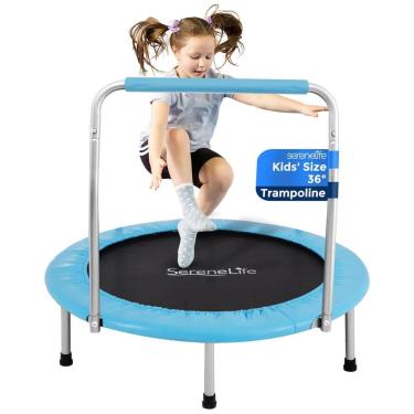 Imagem de SLEL67 Cama Elastica Infantil com Corrimão Ajustável para até 68 kg, SERENELIFE SLEL67, Azul
