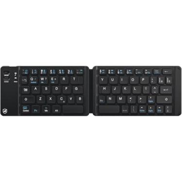 Imagem de Mini Teclado Dobrável Bluetooth Sem Fio ABNT2 para Celular, Tablet e PC, Recarregável, Portátil, Ultra Compacto, Armor 30x8,5cm (Preto)